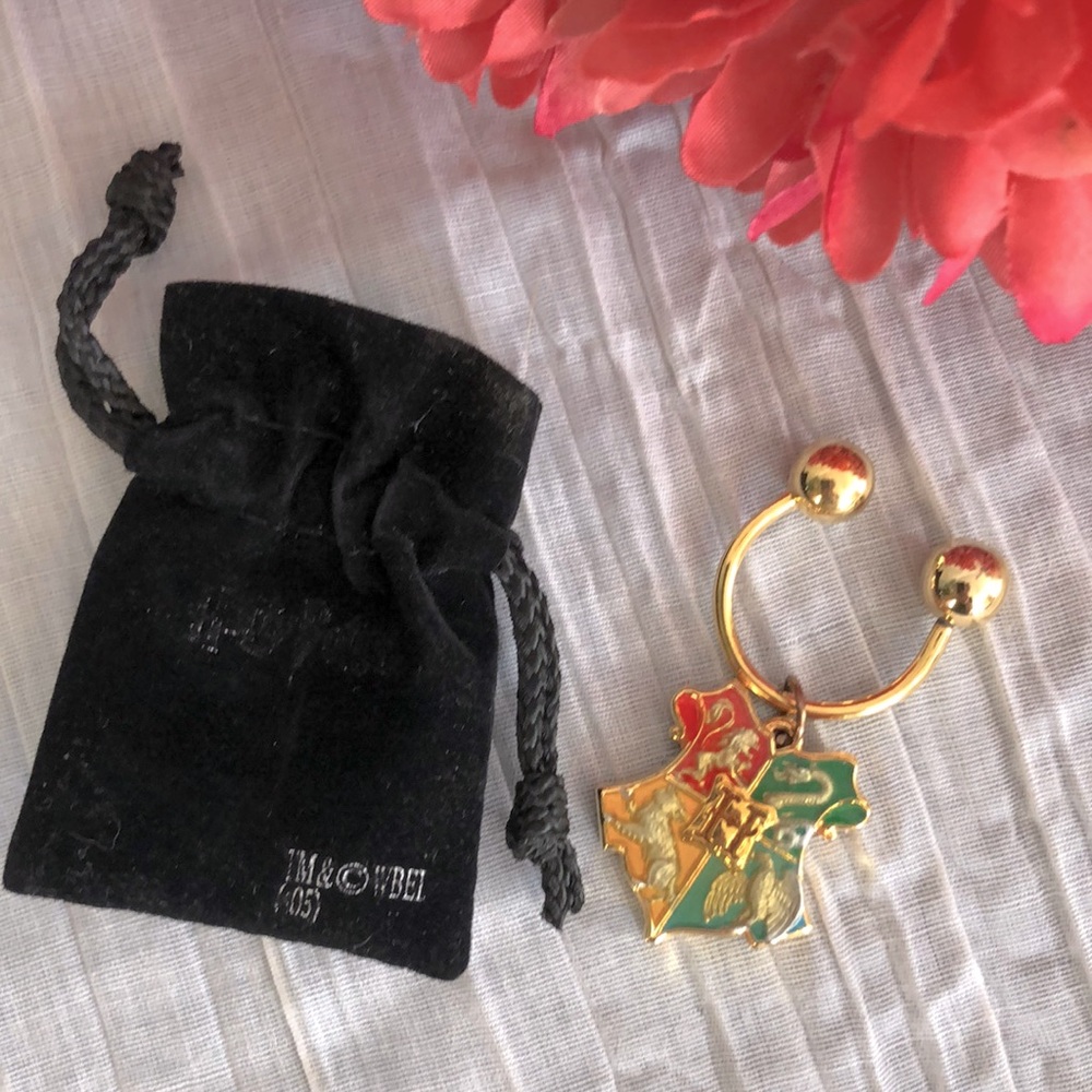 HARRY POTTER Hogwarts Houses gold plated keychain fob wineglass charm